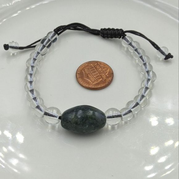 Natural Stone Quartz Glass Beaded Pull Bracelet - Picture 1 of 10